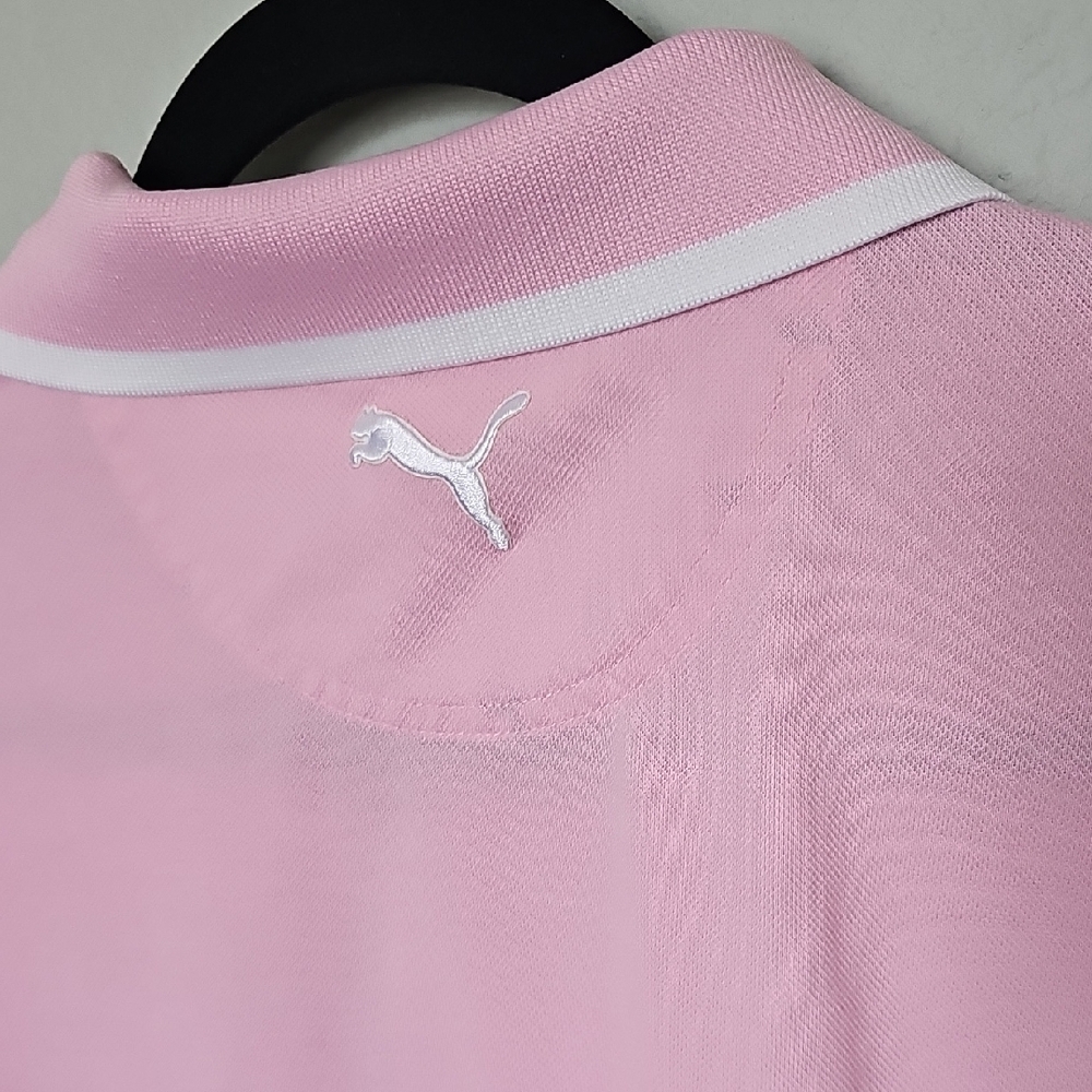 Puma Pink Men's Golf Polo Arnold Palmer invitational Signature Tipped Medium - Picture 9 of 9
